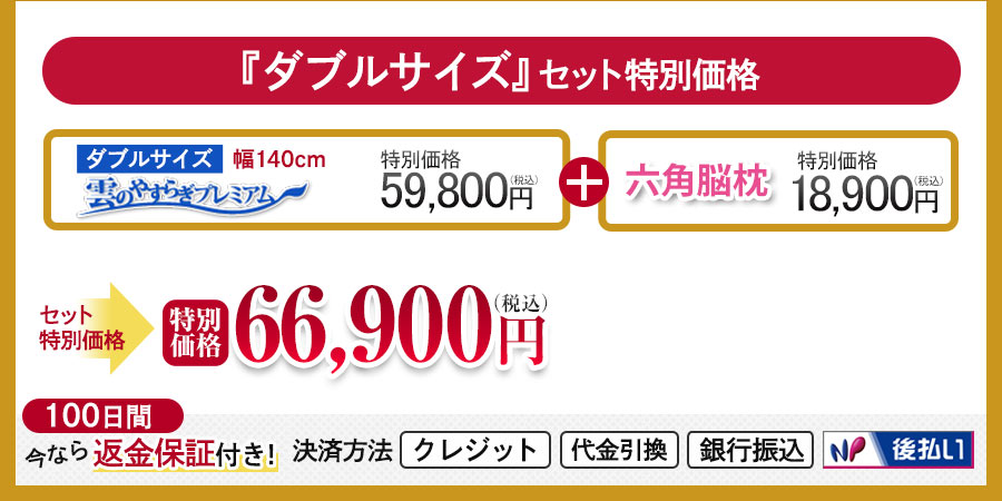 『ダブルサイズ』セット特別価格 特別価格66,900円（税込）